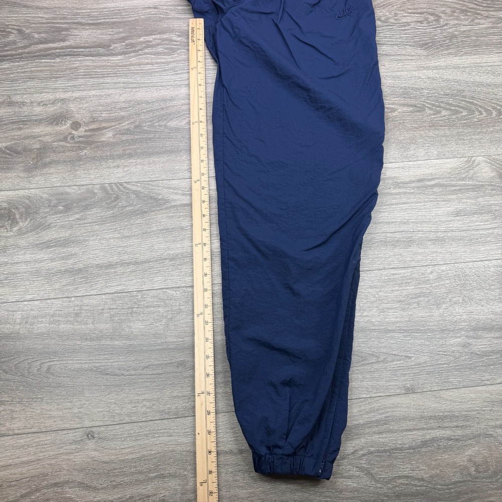 Nike Track Pants Mens Medium Blue Baggy Woven Windbreaker Ankle Zip Swoosh Y2K - Picture 13 of 14